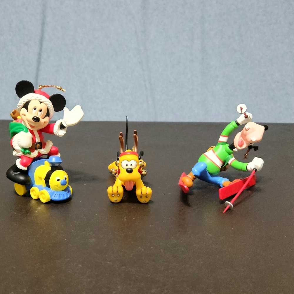 Grolier Disney Mickey Mouse, Pluto, and Goofy ornaments